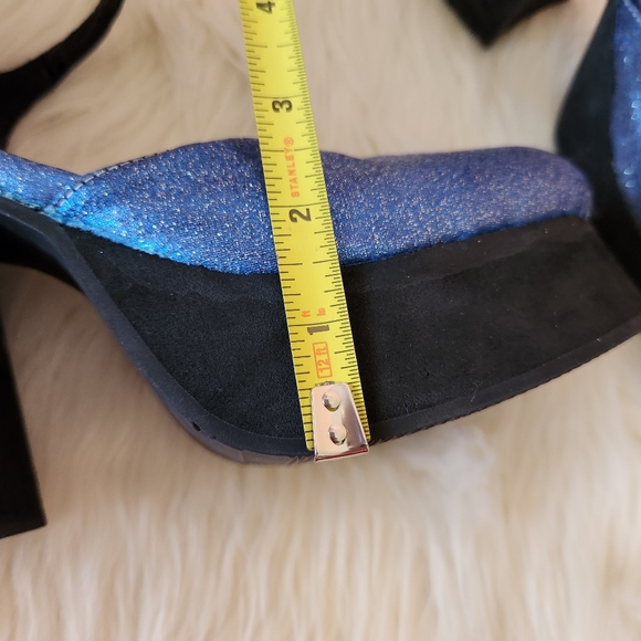 UNIF Blue Sparkly Glitter Stace Platform Mary Jane Retro 90s Shoes - Picture 11 of 11